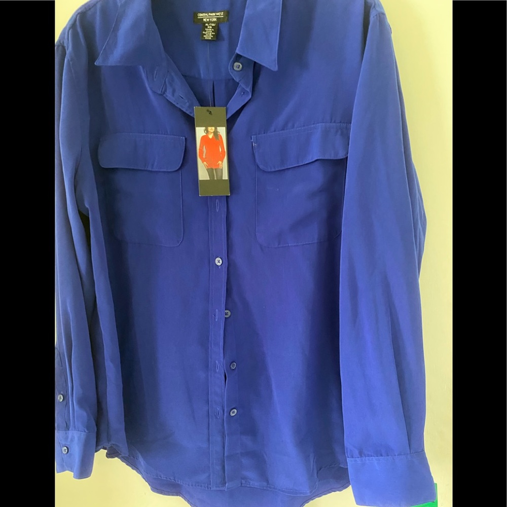 Central Park west cobalt blue long sleeve top